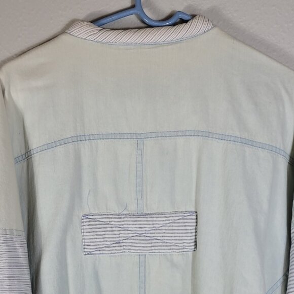 Vintage 80s Women Faded Denim Bomber Jacket Size M Acid Wash Patchwork Grunge - Picture 12 of 15